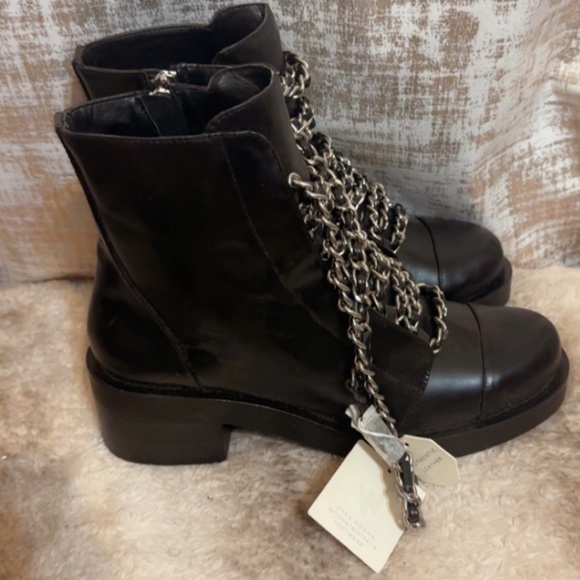 Zara leather chain lace up booties - Picture 5 of 7